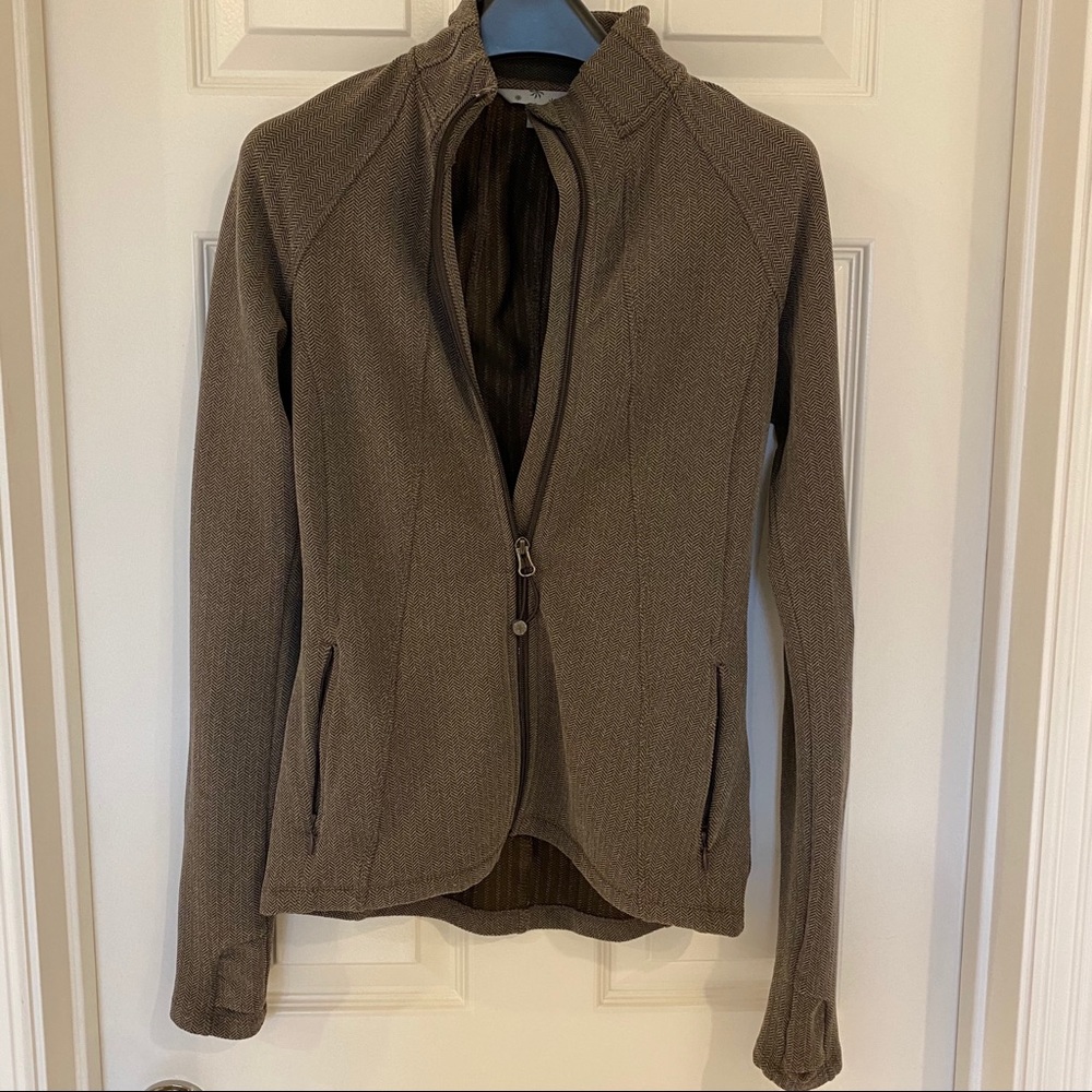 Athleta full zip brown herringbone jacket